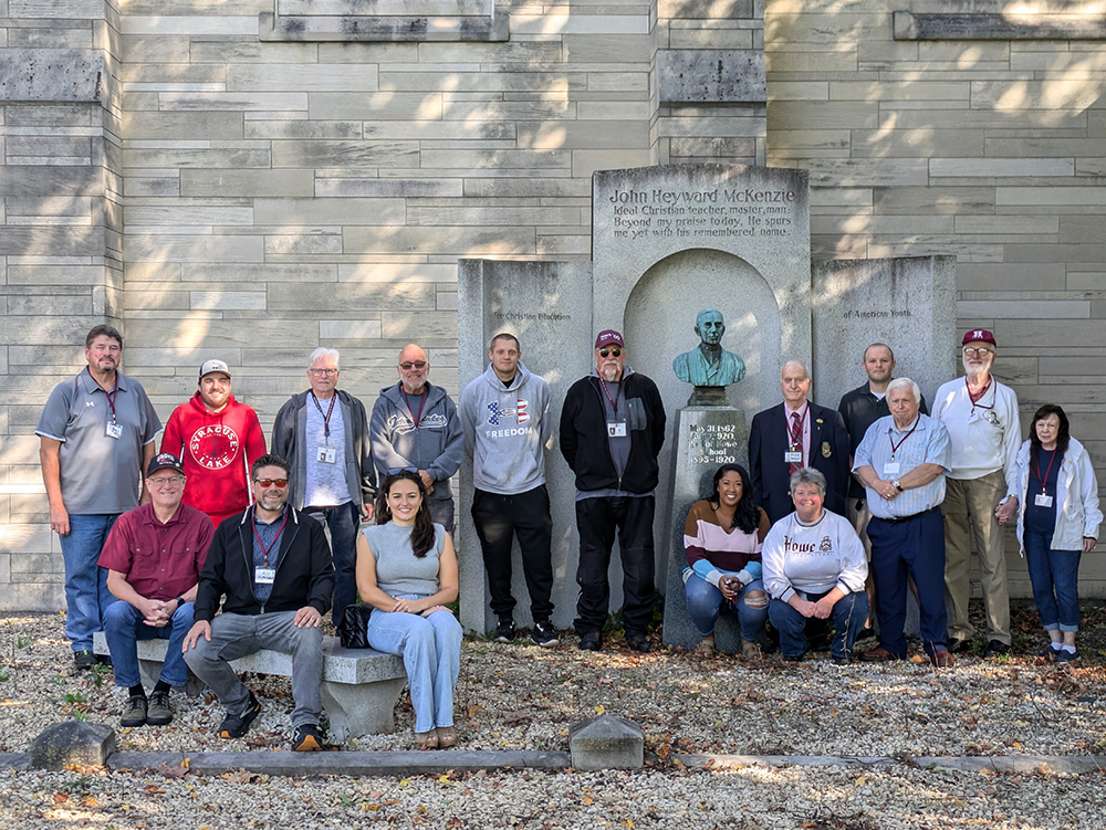 Alums gathered in front of the McKenzie Memorial