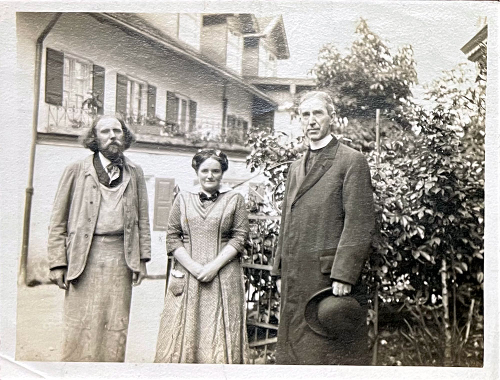 L-R Anton and Matilde Lang, Dr. McKenzie, Oberammergau 1913